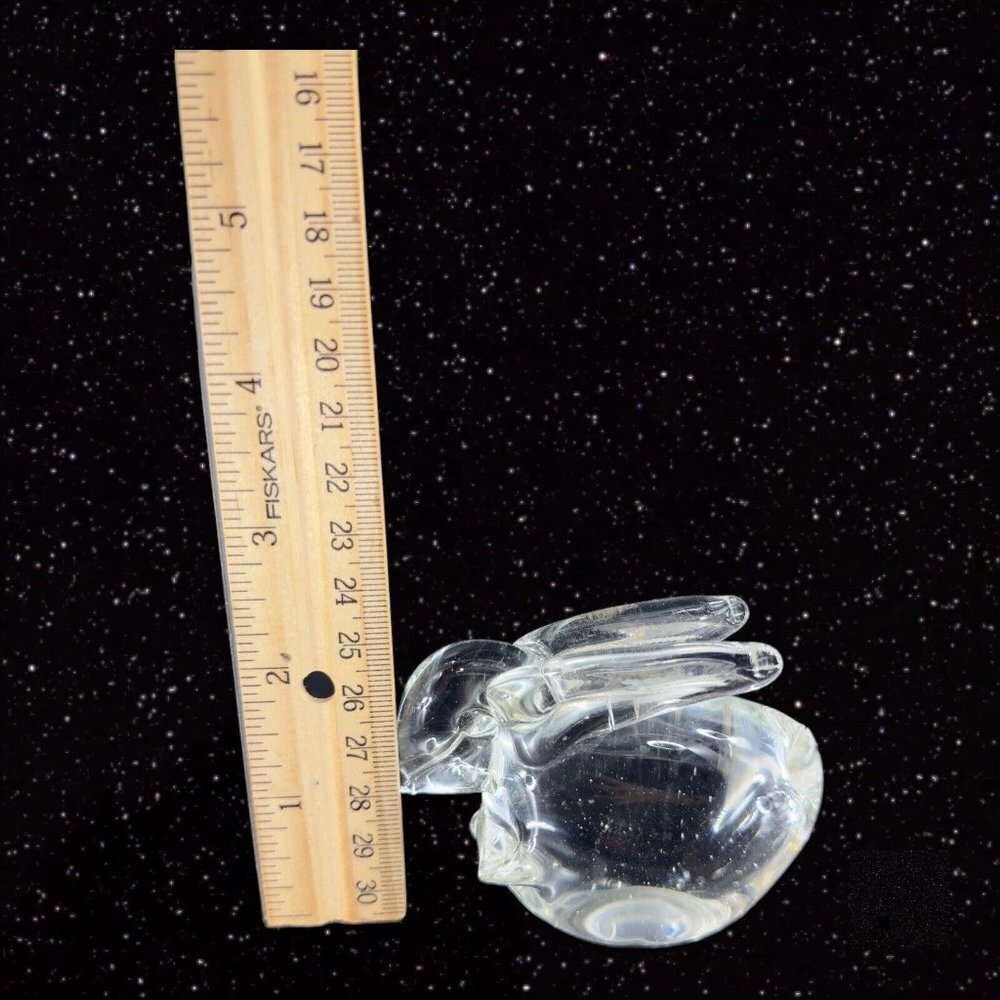Whimsical Clear Art Glass Bunny Rabbit Figurine Small House Decor Glass Figure - Picture 5 of 14